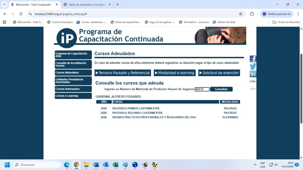 Capacitación obligatoria PAS: cómo regularizar cursos pendientes y habilitar el pago de matrícula